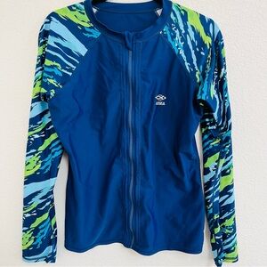 Axesea Women’s Rash Guard Zip Front Swim Top Size 14 UPF